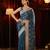 Turquoise blue embroidered chiffon saree