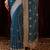 Turquoise blue embroidered chiffon saree