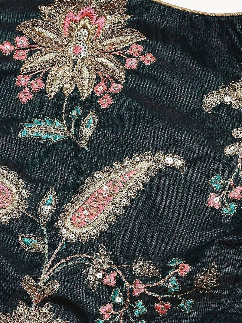 Green Semi-Stitched Lehenga & Unstitched Blouse with 2 Dupattas