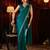 Teal beads and stones embellished saree