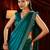 Teal beads and stones embellished saree