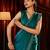 Teal beads and stones embellished saree