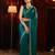 Teal beads and stones embellished saree