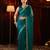 Teal beads and stones embellished saree