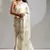 cream foil printed two tone silk blend embroidered saree