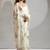 cream foil printed two tone silk blend embroidered saree