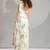 cream foil printed two tone silk blend embroidered saree