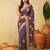 Blue floral embroidered chiffon saree