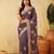 Burgundy floral embroidered chiffon saree