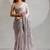 grey foil printed two tone silk blend embroidered saree