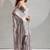 grey foil printed two tone silk blend embroidered saree