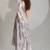grey foil printed two tone silk blend embroidered saree