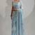 sky blue foil printed two tone silk blend embroidered saree