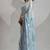 sky blue foil printed two tone silk blend embroidered saree