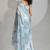 sky blue foil printed two tone silk blend embroidered saree