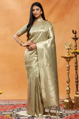 Green woven zari banarasi saree