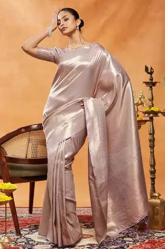 Lavender woven zari banarasi saree