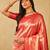 Red geometric woven zari banarasi saree