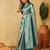 Teal woven zari banarasi saree