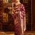 Wine striped zari banarasi saree