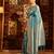 Teal paisley woven zari banarasi saree