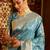 Teal paisley woven zari banarasi saree