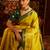 Lime green striped woven zari banarasi saree