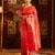 Red women's woven zari art silk banarasi saree