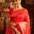 Red women's woven zari art silk banarasi saree