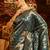Teal woven zari banarasi saree
