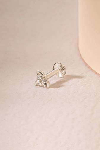 Tricolor triangle silver nose pin