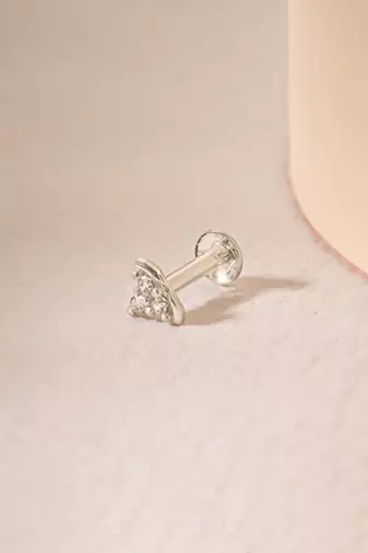 Tricolor triangle silver nose pin