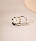 Oxidized silver pearl nose pin