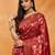Red floral woven zari banarasi saree