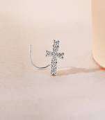 touch925 cross charm silver nose pin - white
