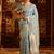 Teal woven ethnic motifs zari banarasi saree