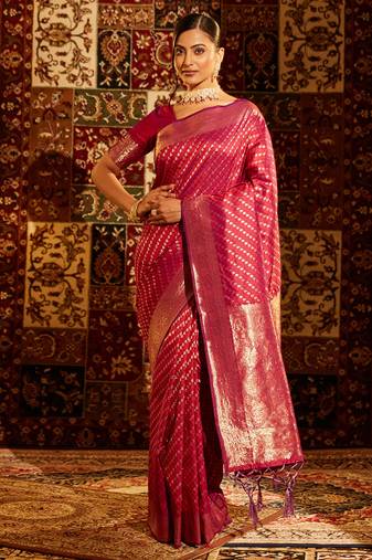 Purple woven zari banarasi saree