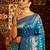 Turquoise blue woven zari banarasi saree