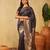 Navy-blue ethnic motifs woven zari banarasi saree