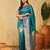 Turquoise blue woven ethnic motifs zari banarasi saree