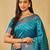Turquoise blue woven ethnic motifs zari banarasi saree