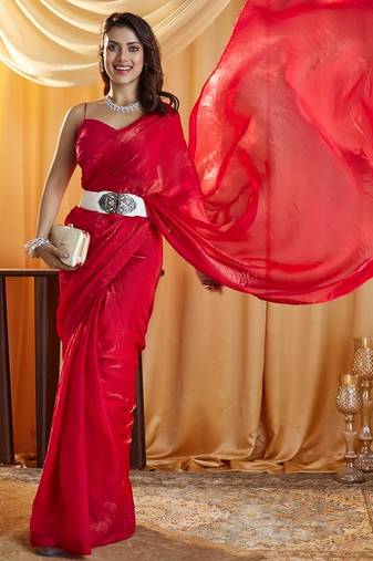 Rani women rani solid silk blend saree
