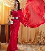 Rani women rani solid silk blend saree
