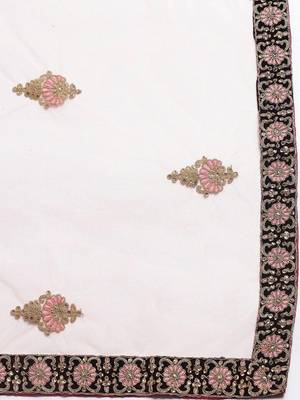 Maroon & Peach-Coloured Embroidered Semi-Stitched Lehenga & Unstitched Blouse with Dupatta 5