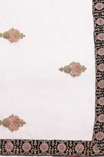 Maroon & Peach-Coloured Embroidered Semi-Stitched Lehenga & Unstitched Blouse with Dupatta
