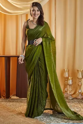Mahendi women mahendi solid silk blend saree
