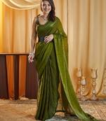 Mahendi women mahendi solid silk blend saree