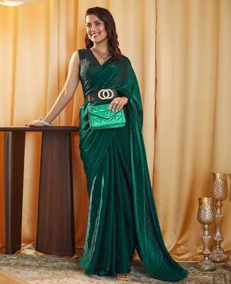Peacocl-blue women peacock blue solid silk blend saree 1