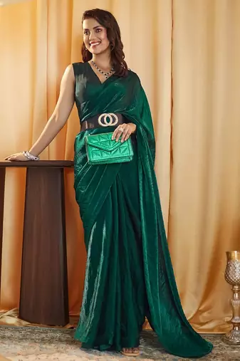 Peacocl-blue women peacock blue solid silk blend saree
