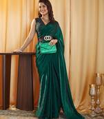 Peacocl-blue women peacock blue solid silk blend saree